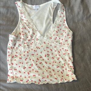 Cherry Print Sleeveless Top